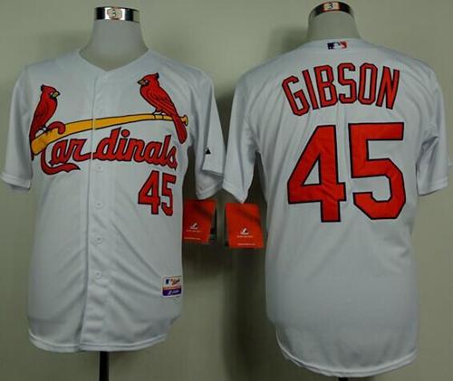 Cardinals #45 Bob Gibson White Cool Base Stitched MLB Jersey - Click Image to Close